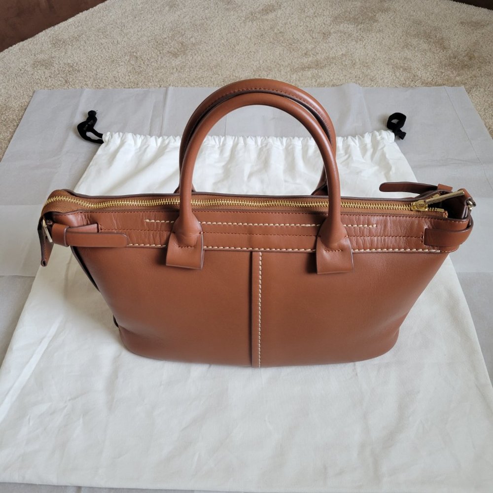 Theory T Bar Ames Leather Handbag Satchel Crossbody Purse Shoulder Bag Weekender - Picture 7 of 13